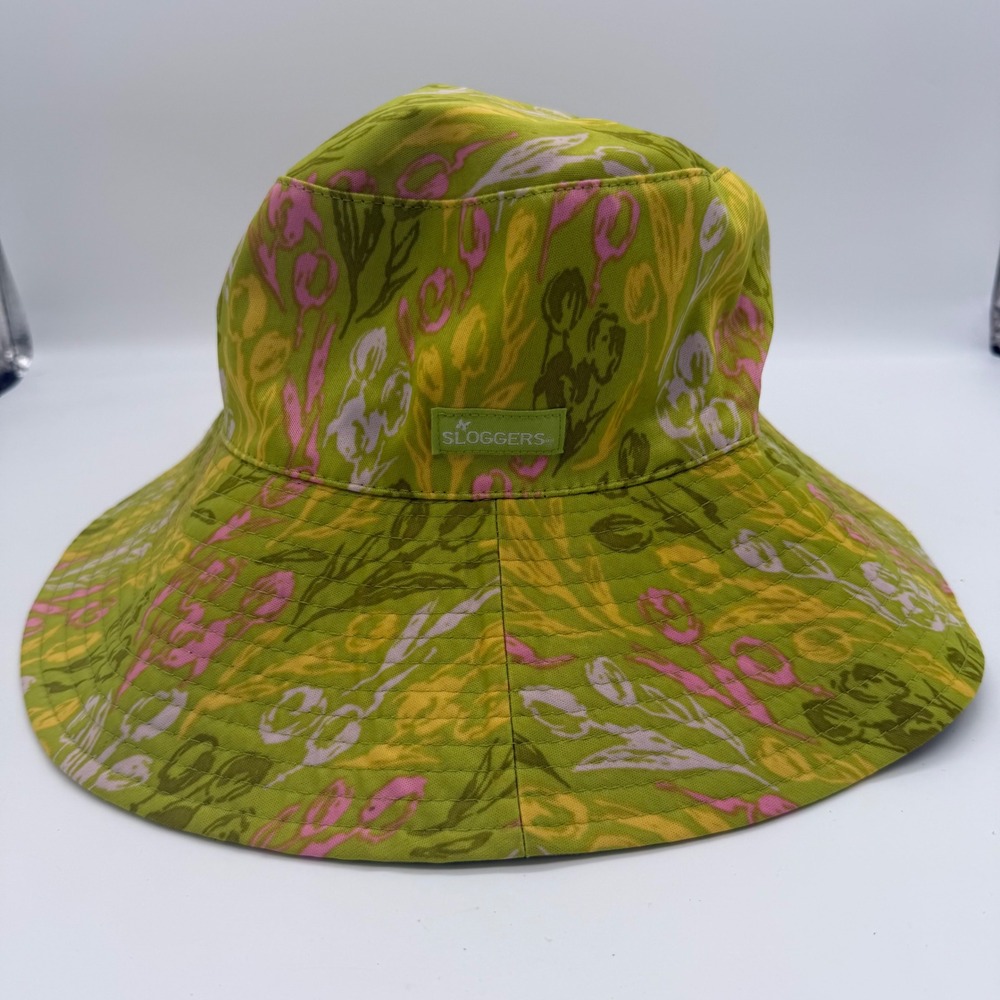 Sloggers Reversible Bucket Hat Green Floral Sun Protection 56cm